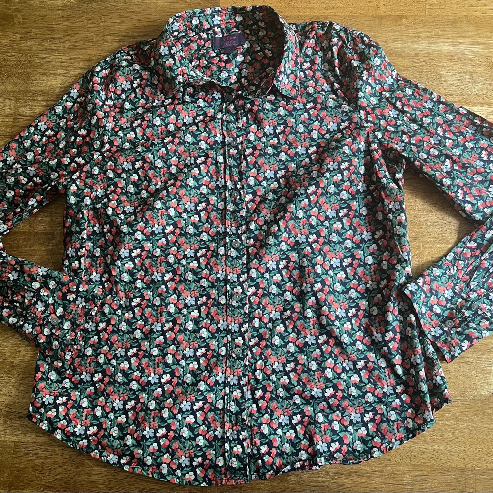 J. Crew Liberty pansy-print button-up shirt size 14 EUC